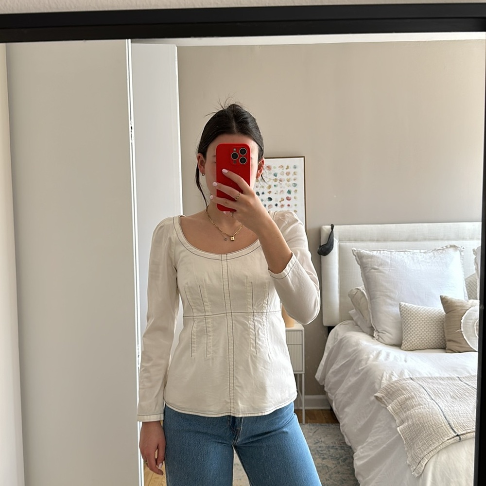 WHITE STRUCTURED TOP // LA VIE REBECCA TAYLOR // SIZE XS